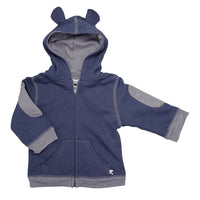 Basic Bunny Ears Fleece Hoodie Indigo