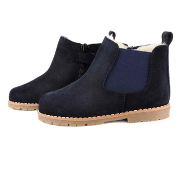 Children's Chelsea fur-lined boots leather blue 1