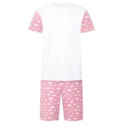 Cloud Print Short Sleeve Baby/Childrens Pyjama Set Pink