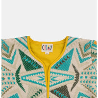 Ethnic jacket shrug in jacquard cotton Front