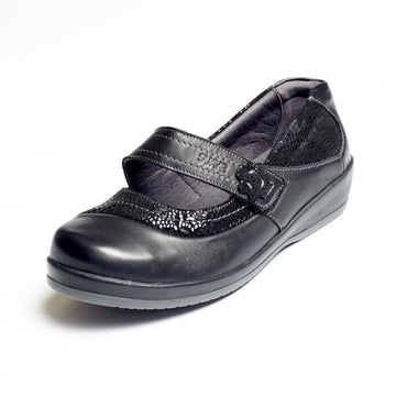 Frances Extra Wide Ladies Comfort Shoe 4E-6E Black