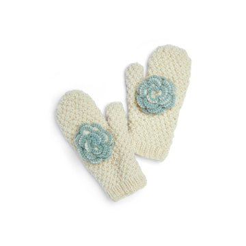 Hand-Knit & Crocheted Woolen Mittens Chantilly Ecru