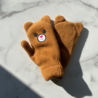 Kids Novelty Animal Mittens Gloves 2 Pack Brown