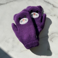 Kids Novelty Animal Mittens Gloves 2 Pack Purple