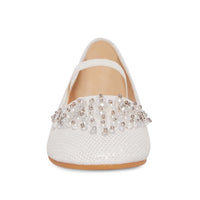 Libbie Pearl & Diamante Embellished Flatform Shoes In White 4
