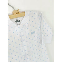 Light Blue Leaves Zipped Pajama Closed Look