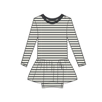 Lola & Taylor - Baby Girls Organic Cotton Charlotte Dress - Jet Black Stripe