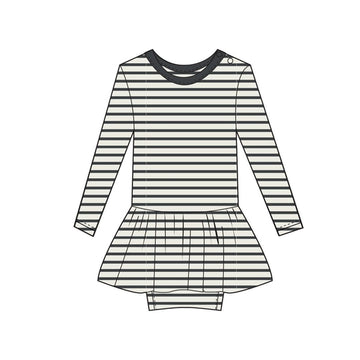 Lola & Taylor - Baby Girls Organic Cotton Charlotte Dress - Jet Black Stripe
