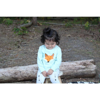 Organic Cotton Caribbean Teal Fox Long Sleeve Tee