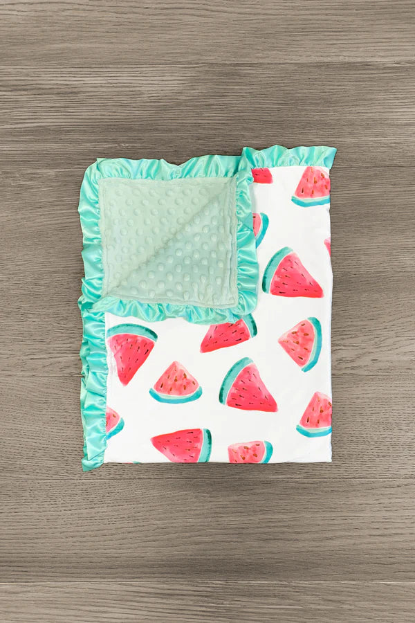 Mint Watermelon Minky Blanket