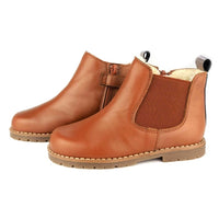 Chelsea children's brown leather fur-lined boots 1