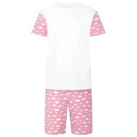 Cloud Print Short Sleeve Baby/Childrens Pyjama Set Pink