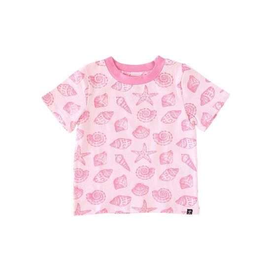 Girls L&T Crew Neck Pocket T-Shirt - Seashells