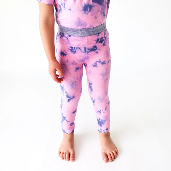 L&T - Girls Lurex Waistband Leggings - Purple Haze Tie Dye