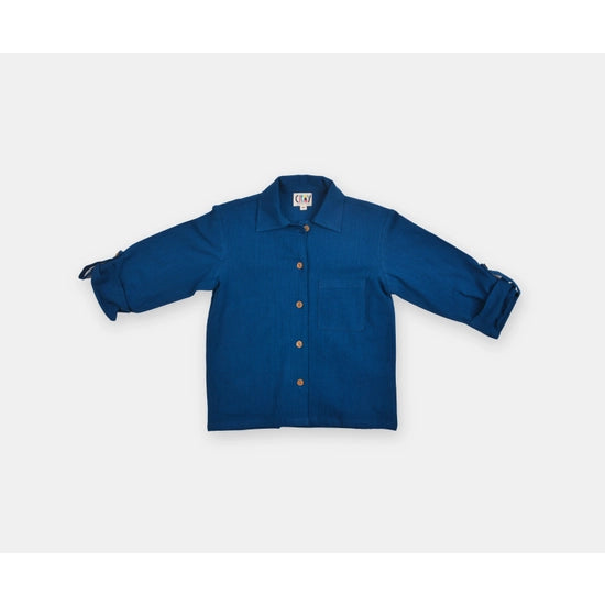 Unisex full sleeves crush cotton shirt Blue